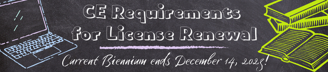 CE Requirements for License Renewal Chalkboard Image